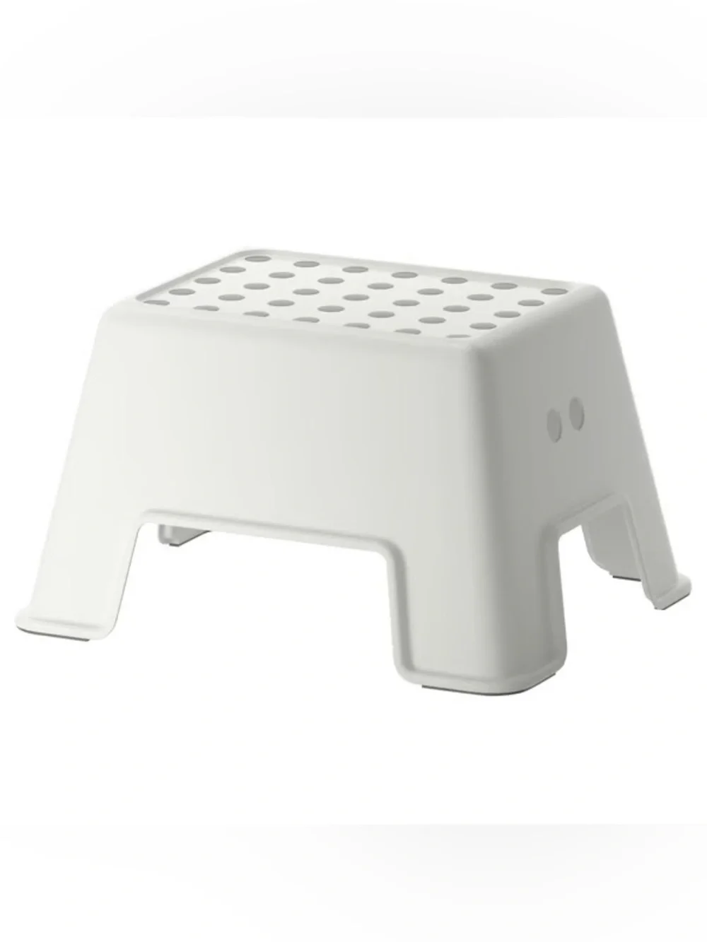 IKEA 17” Bolmen White Plastic Step Stool w Grey Dot Grippers